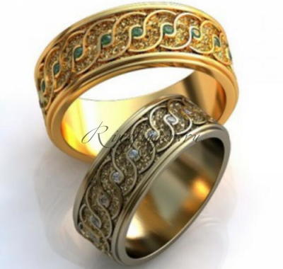 Ажурные свадебные кольца переплетение