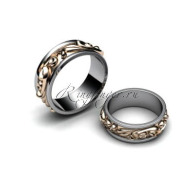 Ажурное свадебное кольцо с объемным узором