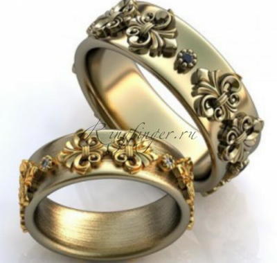 Ажурное венчальное кольцо с эффектом отдельно нанесенного украшения