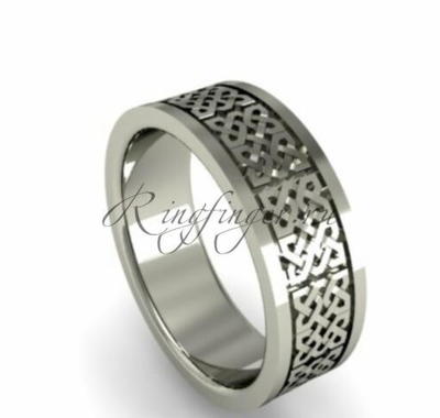 Широкое кельтское кольцо для венчания с решетчатым узором