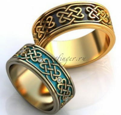 Кельтское кольцо для свадьбы с эффектом объема узора