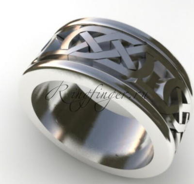 Кельтское свадебное кольцо с узором и широким охватом