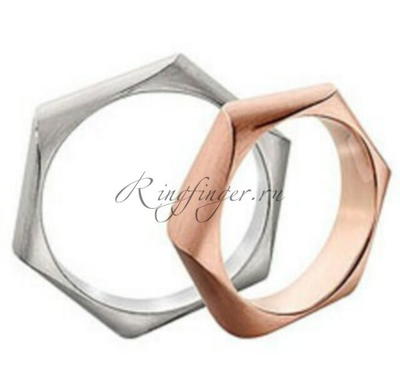 Матовые кольца для свадьбы в виде шестигранника