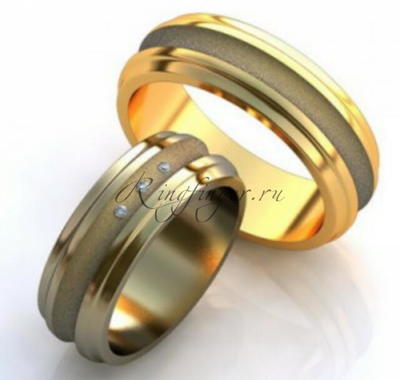 Кольца для венчания с матовым центром и двойными блестящими краями