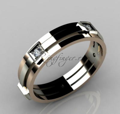 Элегантное свадебное кольцо для мужчин с драгоценными камнями
