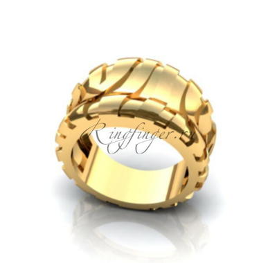 Кольцо для венчания без камней с оригинальным объемным дизайном поверхности