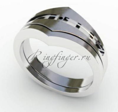 Двойное венчальное и помолвочное кольцо в форме венца