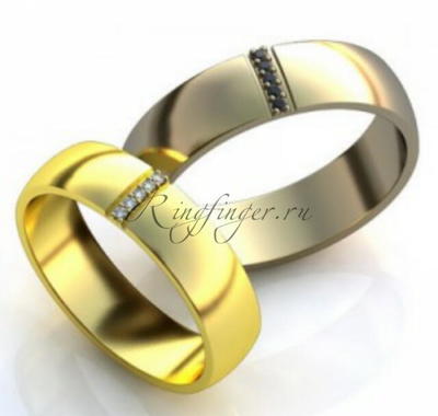 Гладкое кольцо для венчания в классическом стиле с небольшой вставкой из камней
