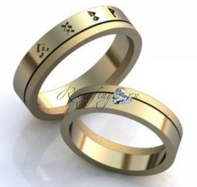 Кольцо для венчания со словами в виде иероглифов