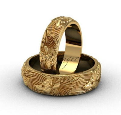 Свадебное кольцо с объемным изображением животного