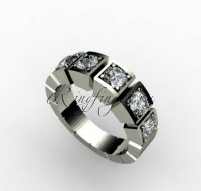 Венчальное кольцо с камнями помещенными в кубическое оформление