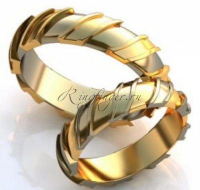 Венчальные кольца с узоров в виде лаврового венка