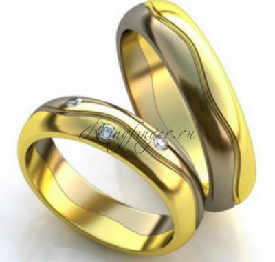Парные колечки для венчания из золота двух оттенков