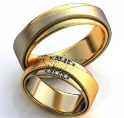 Стильные двойные парные кольца для свадьбы с бриллиантами