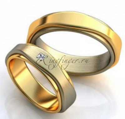 Эффектные двуслойные парные кольца для венчания