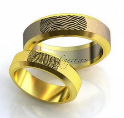 Парные колечки для венчания с отпечатком пальца