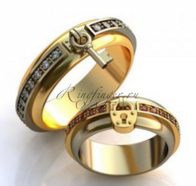 Оригинальные парные венчальные кольца 