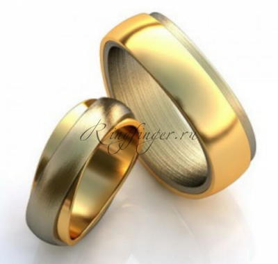Парные кольца для венчания с эффектом двух наложенных полосок