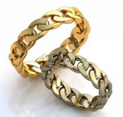 Плоское венчальное кольцо в форме цепочки
