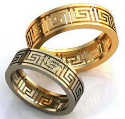 Плоское венчальное кольцо в греческом стиле