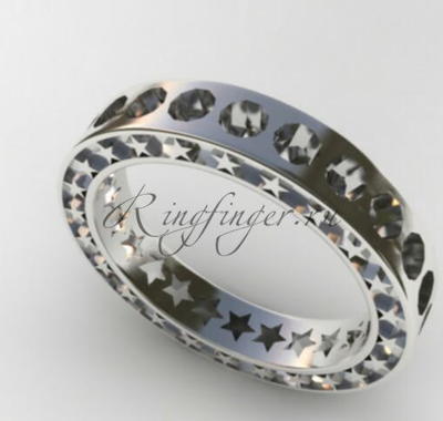 Плоское свадебное кольцо - Звездное
