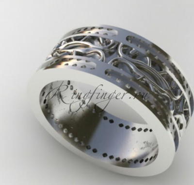 Широкое обручальное кольцо с необычным узором