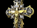 YELLOW GOLD FANCY DIAMOND JESUS ​​CROSS 43414