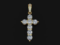DAINTY 7 STONE 4MM CROSS DIAMOND BELL КУЛОН 110747