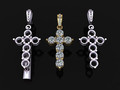 DAINTY 7 STONE 4MM CROSS DIAMOND BELL КУЛОН 110747