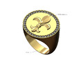Кольцо с печаткой Heraldic lys flower с большим бриллиантом 21 мм размер США 9 152034