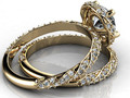 Помолвочное кольцо Spiral Halo и боковая полоса 33837