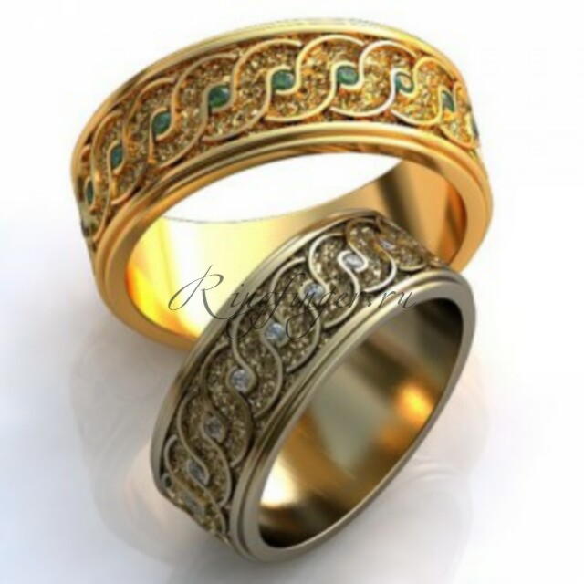 Ажурные свадебные кольца переплетение