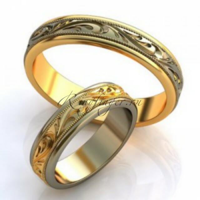 Ажурные свадебные кольца с рисунком в виде колоса