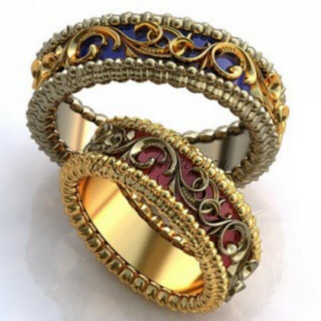 Ажурное кольцо для венчания в двухцветном исполнении