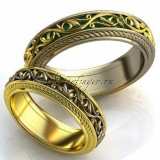 Узкое ажурное венчальное кольцо с узором