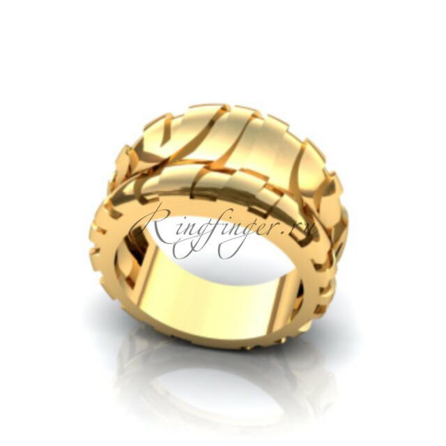 Кольцо для венчания без камней с оригинальным объемным дизайном поверхности