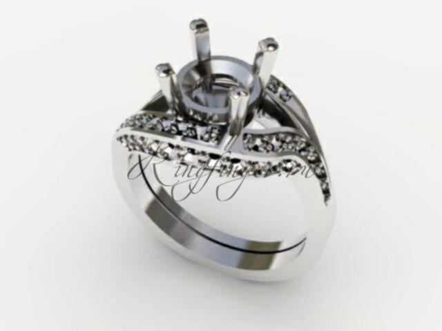 Двойное кольцо для свадьбы с оригинальной дизайнерской композицией