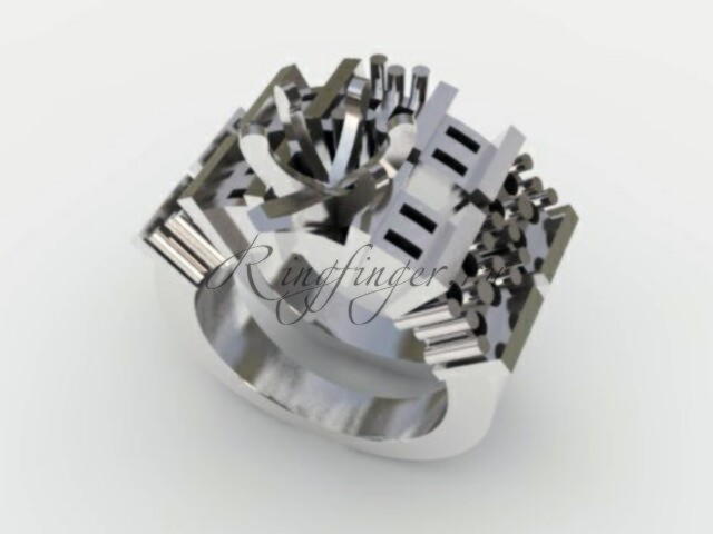 Двойное кольцо для свадьбы и помолвки с интересным дизайном