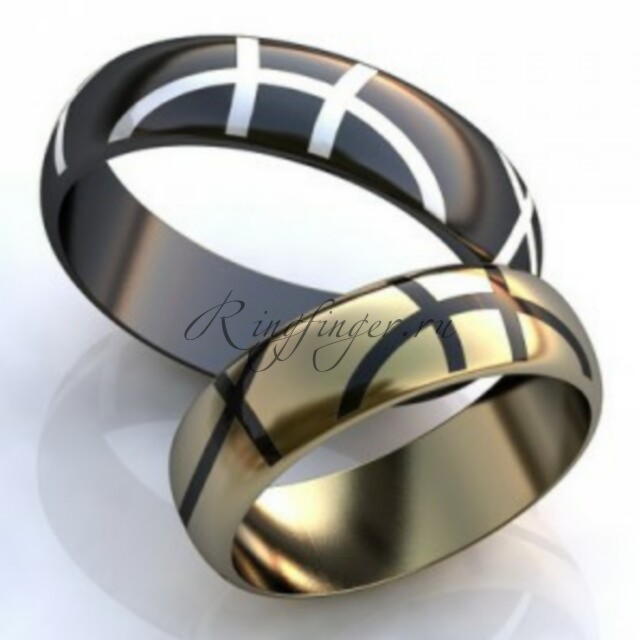 Кольца для венчания закругленной формы с узором из эмали