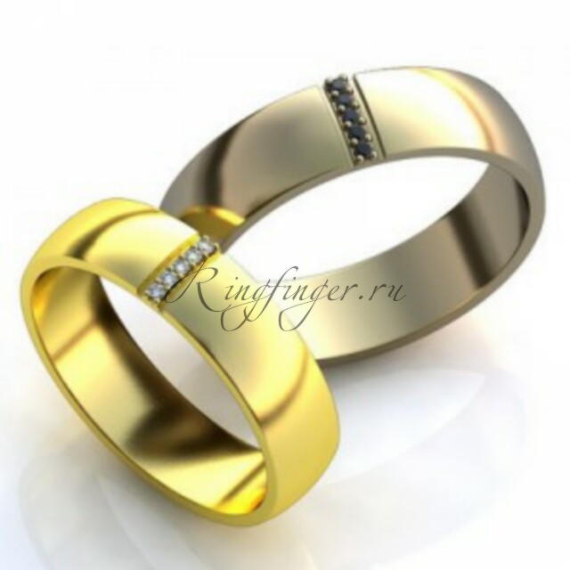 Гладкое кольцо для венчания в классическом стиле с небольшой вставкой из камней