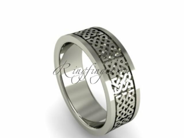 Широкое кельтское кольцо для венчания с решетчатым узором