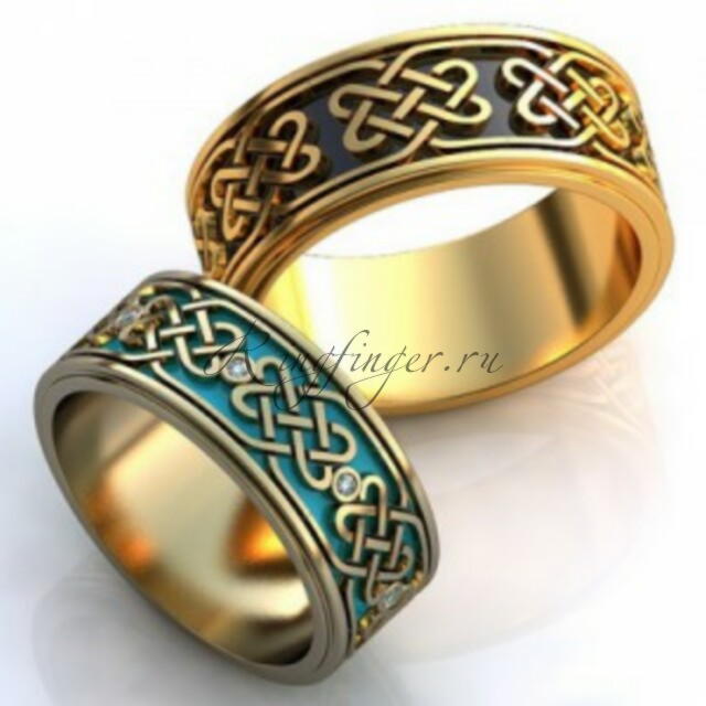 Кельтское кольцо для свадьбы с эффектом объема узора