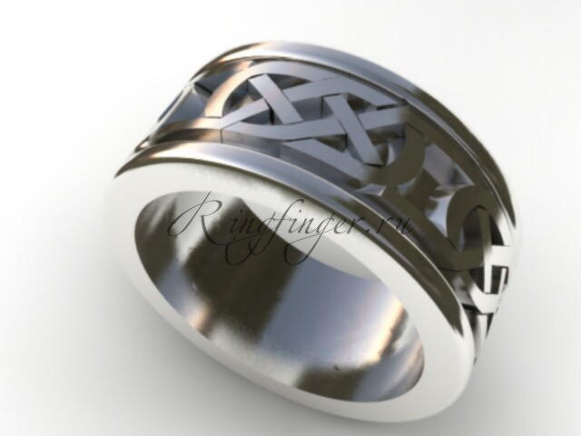 Кельтское свадебное кольцо с узором и широким охватом
