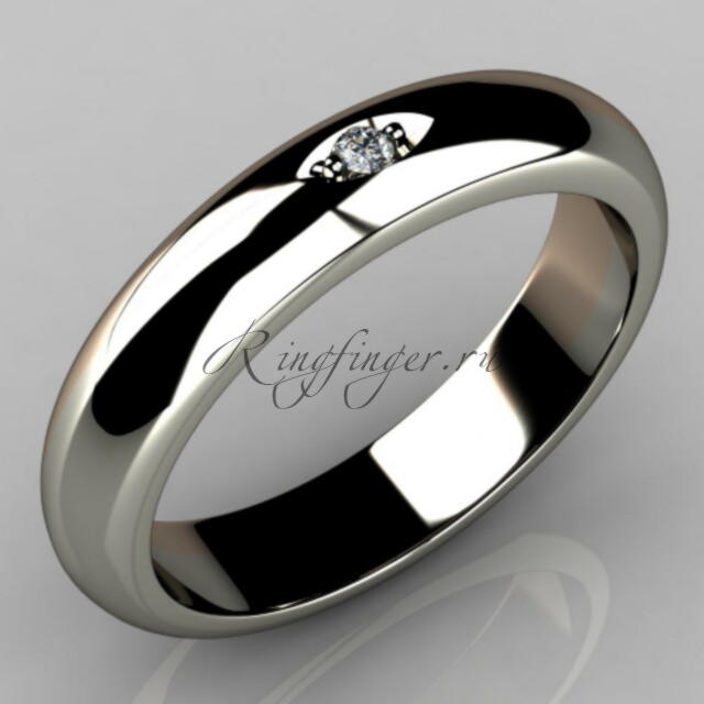Обручальное кольцо в классическом стиле с небольшим бриллиантом