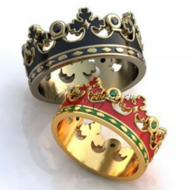 Кольцо для свадьбы в трехцветном исполнении и в форме короны