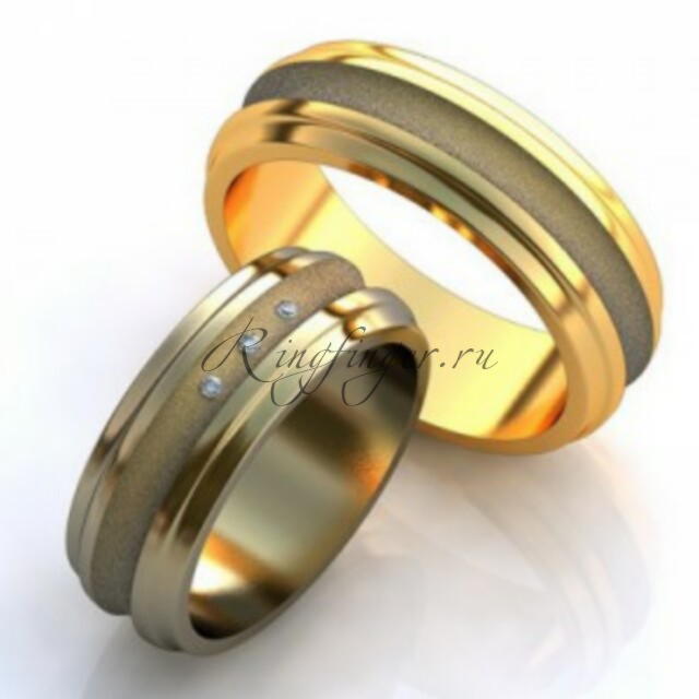 Кольца для венчания с матовым центром и двойными блестящими краями