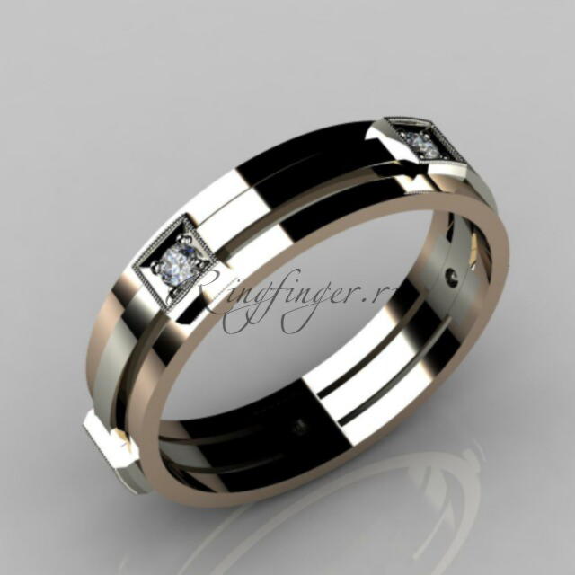 Элегантное свадебное кольцо для мужчин с драгоценными камнями