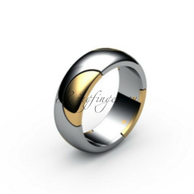 Двухцветное обручальное кольцо для мужчин классического дизайна
