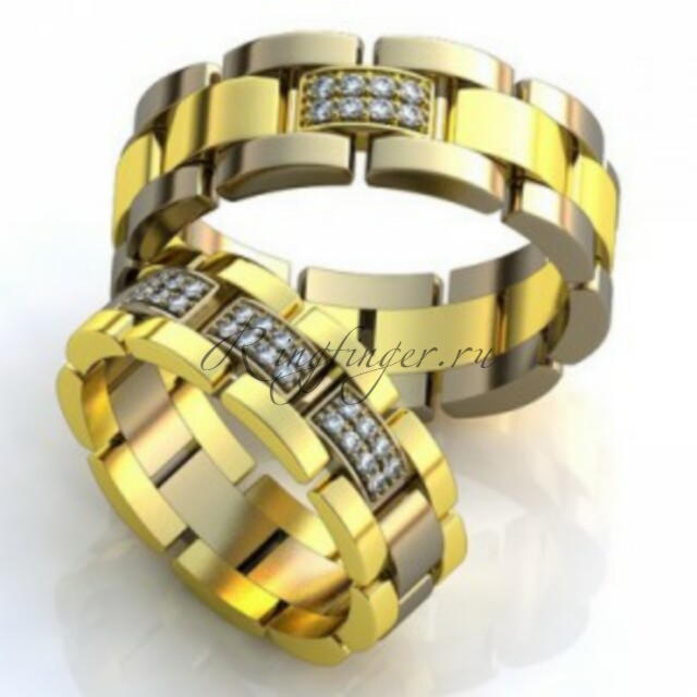 Мужское свадебное кольцо-браслет с несколькими вставками из драгоценных камней