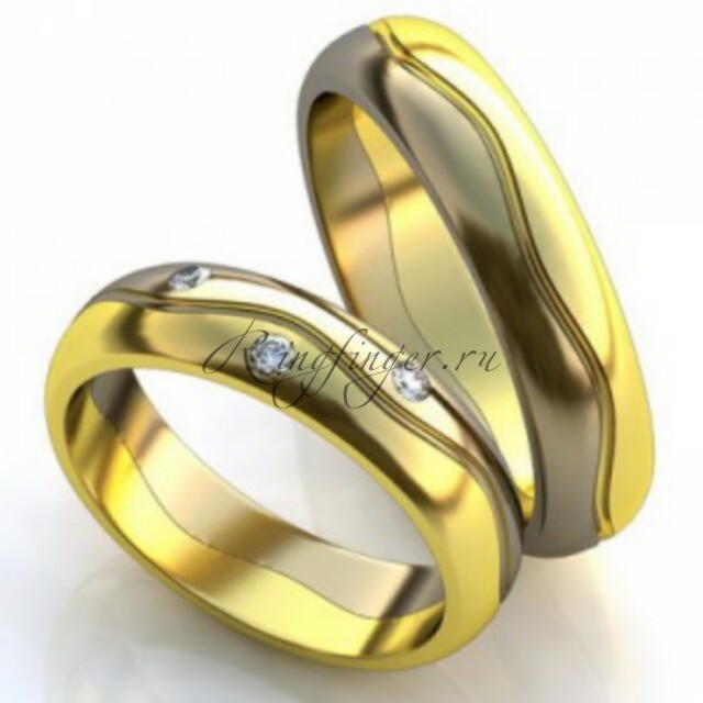 Парные колечки для венчания из золота двух оттенков